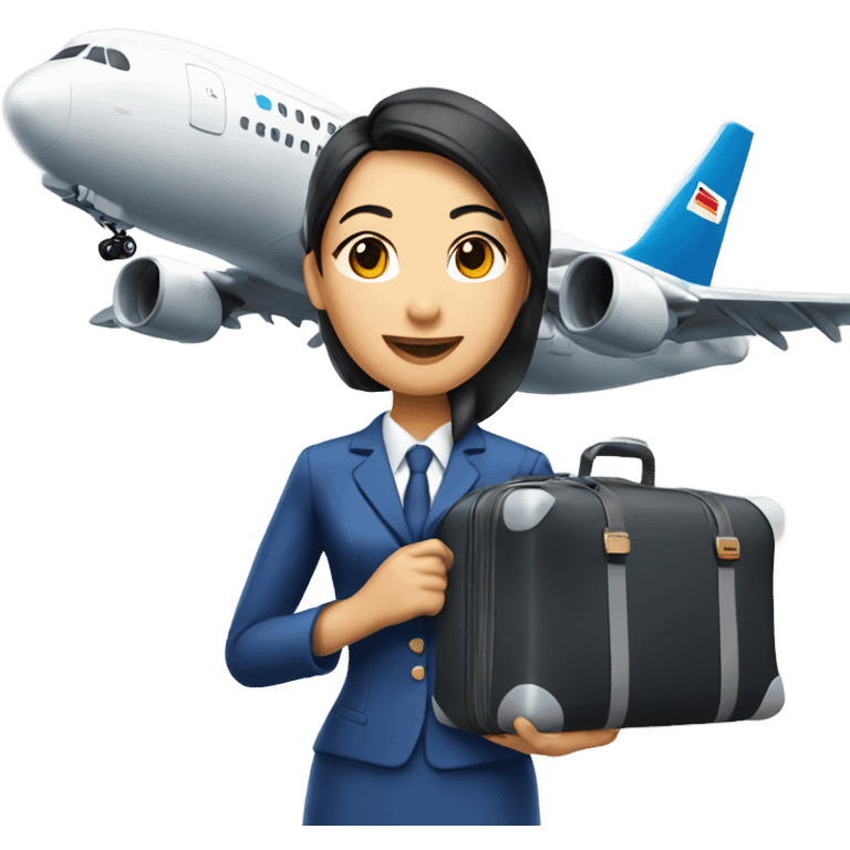 asian FLIGHT ATTENDANT WITH A LUGGAGE emoji