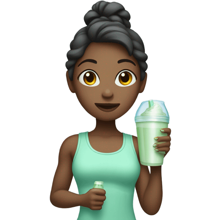 Protein shake girl drink mint clothes emoji