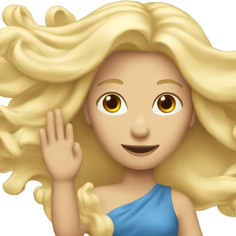 long haired blonde waving emoji