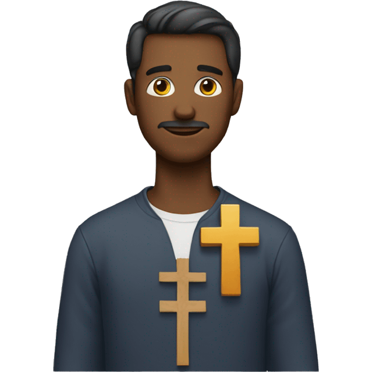 Man with a cross on his neck emoji