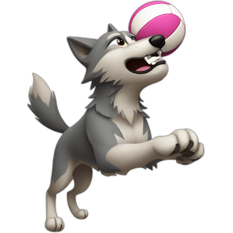 Wolf playing volley ball emoji