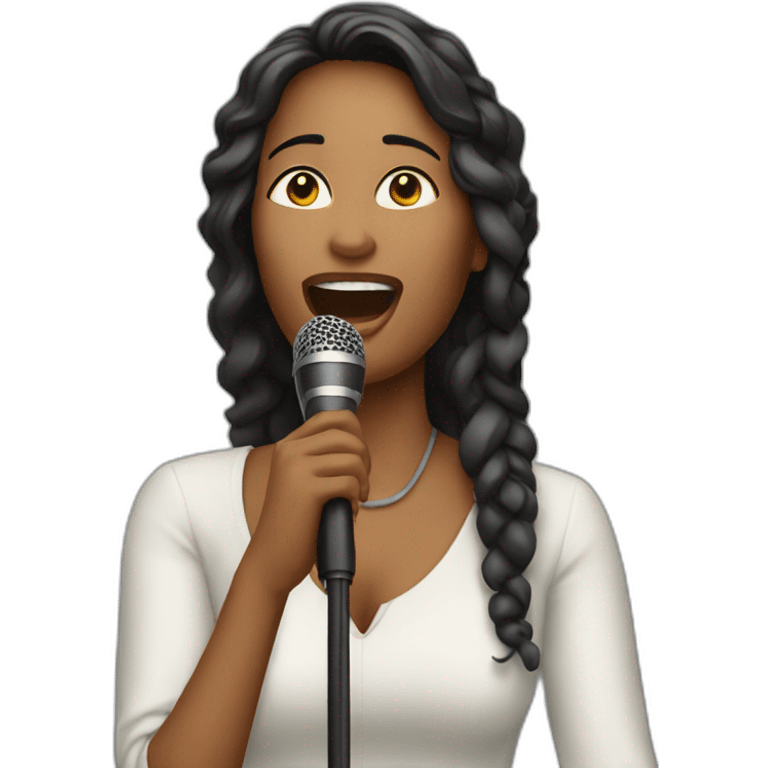 A woman singing with a mic emoji