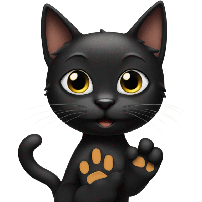 Black Cat showing peace sign emoji