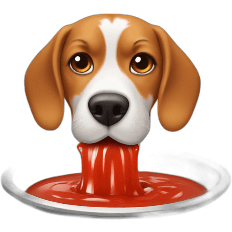 beagle throwing up red sauce emoji