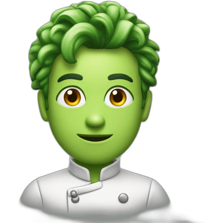 Um monstrinho verde cozinheiro emoji