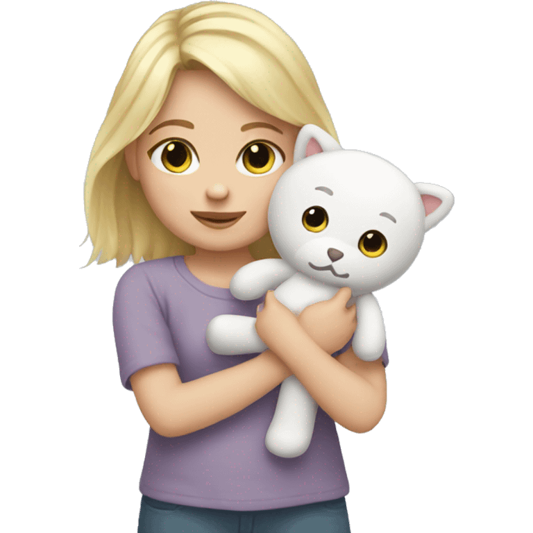 little white girl with baby plushy emoji