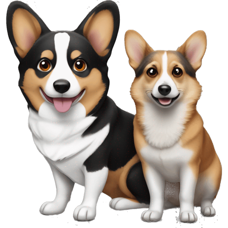 Black and white corgi with a raccoon  emoji