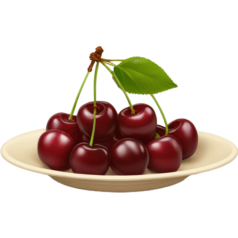 beige plate with cherries in it emoji