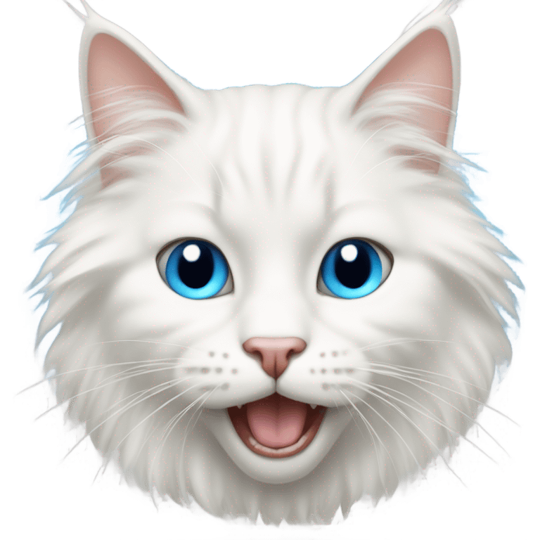 white long hair cat with blue eyes screaming  emoji