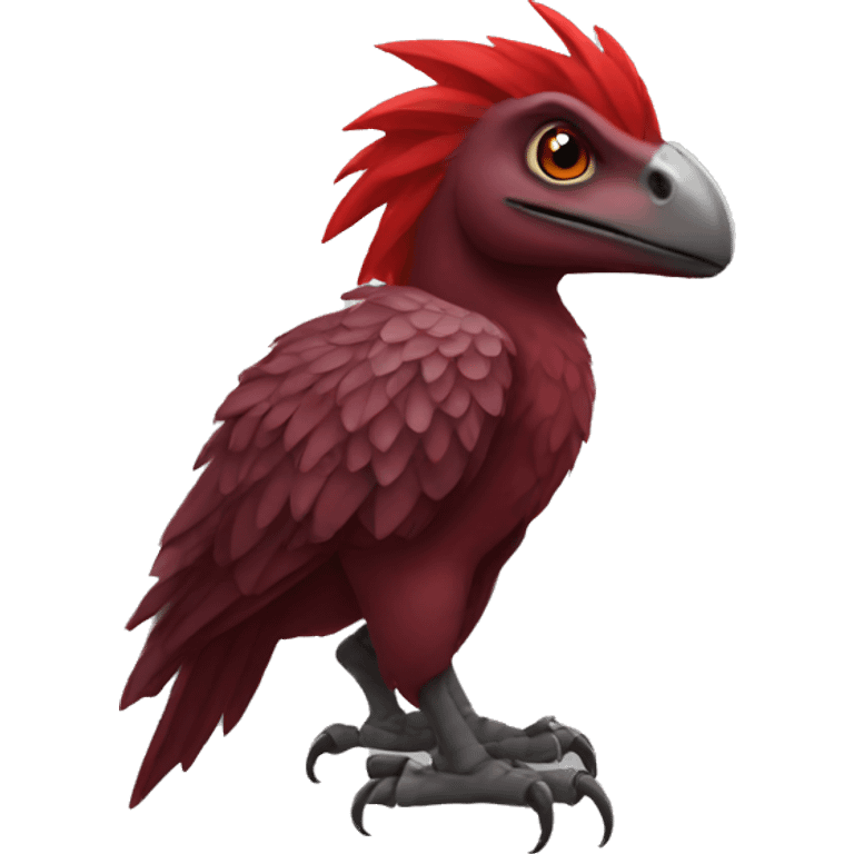 Maroon raptor with red mane emoji