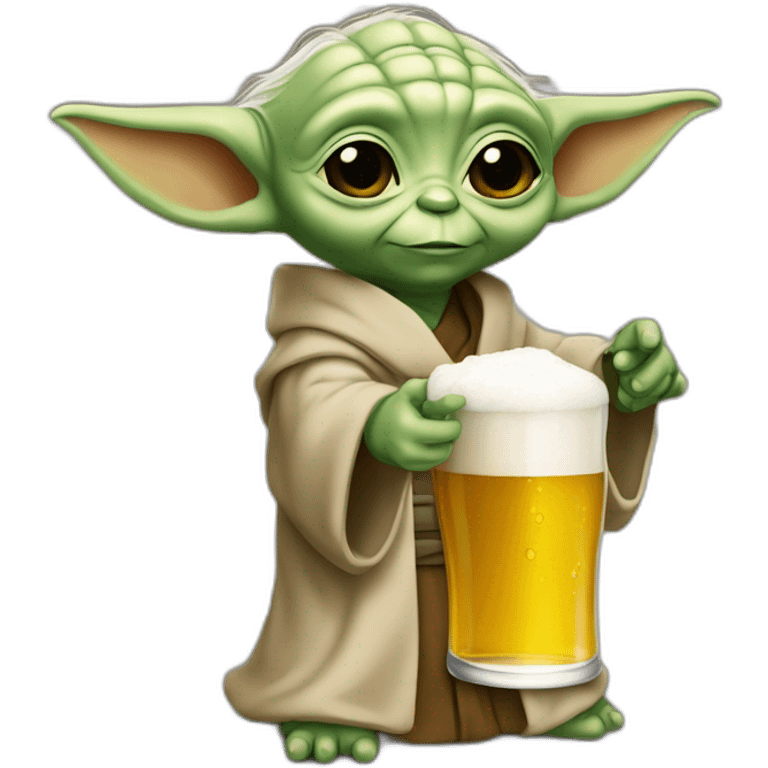 Bébé yoda qui boit une bière emoji