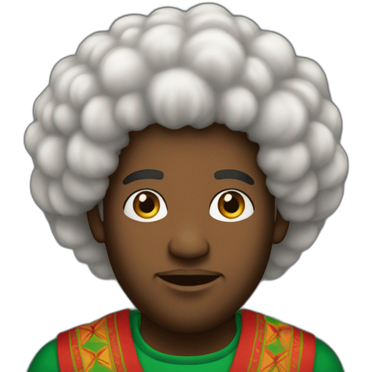 black man dressed for kwanzaa with very big afro emoji