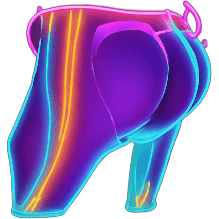 Juicy booty neon sign style emoji