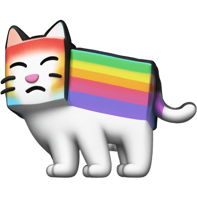 Nyan Cat King Full body  black and white with rainbow box covering it’s whole back emoji