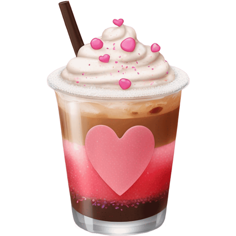 Valentine's themed iced americano emoji