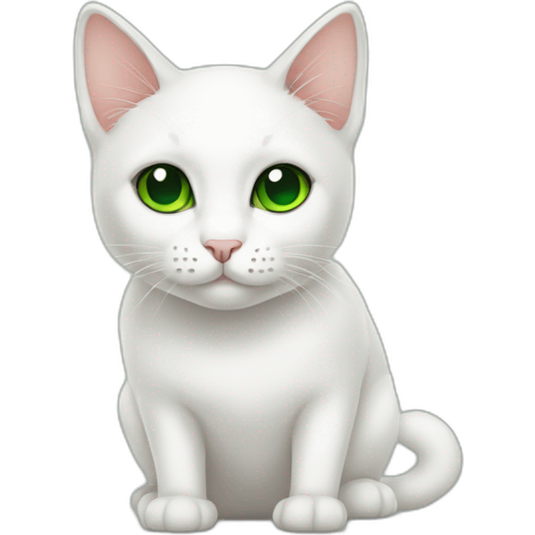 White cat black spots green eyes emoji