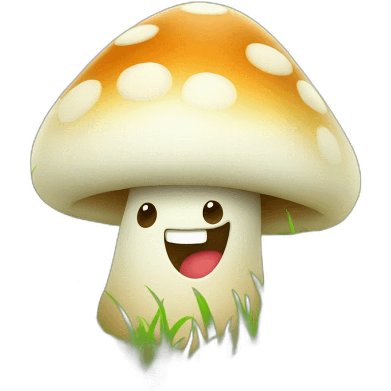 happy mashroom in grass emoji