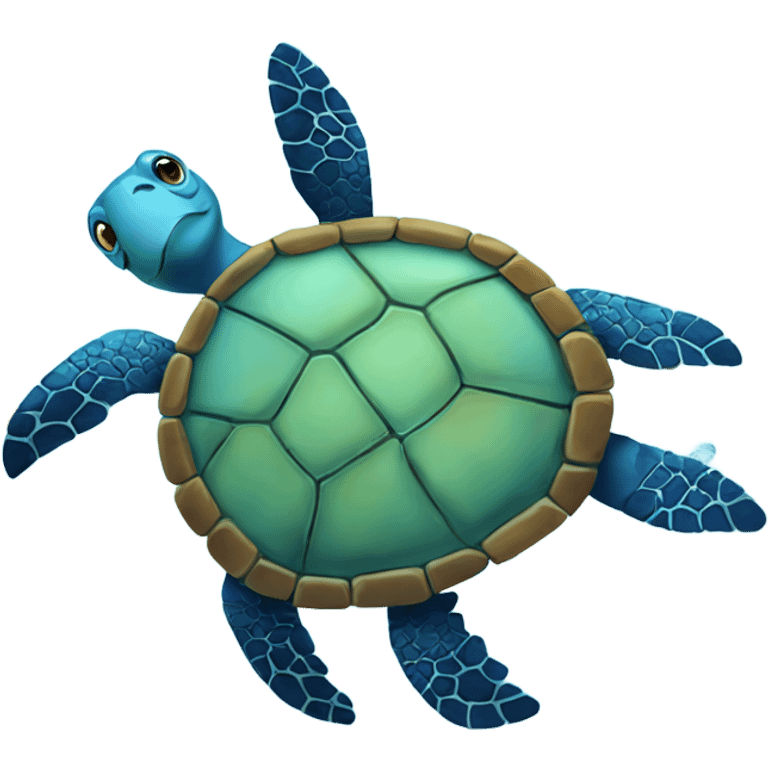 Blue sea turtle partying emoji