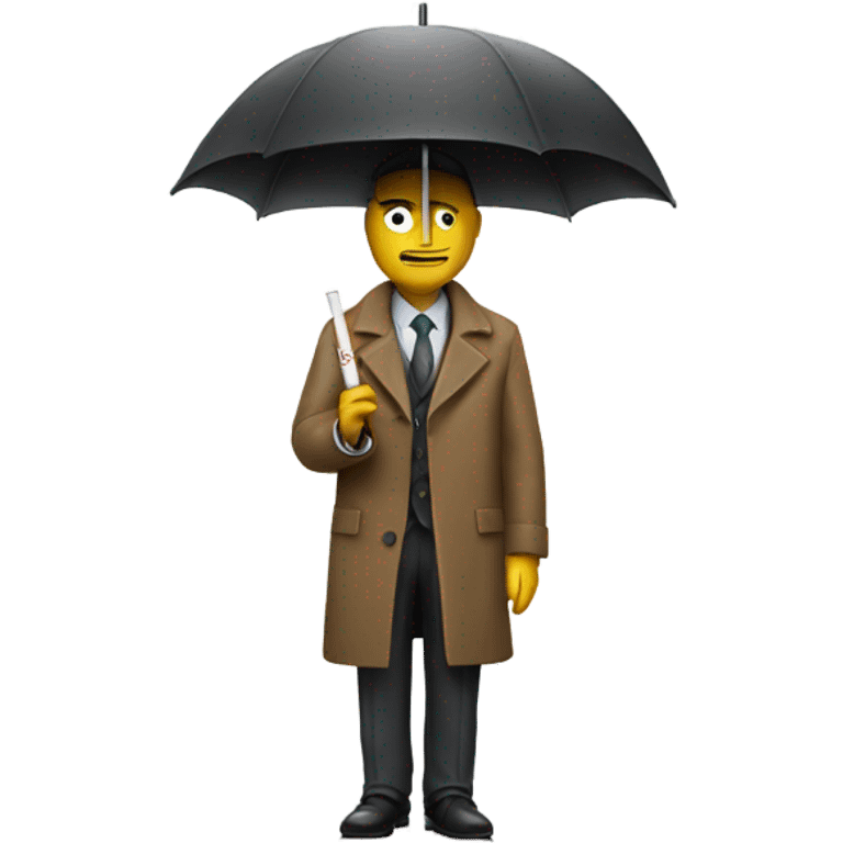 Man with the head of a cigarette holding an umbrella emoji