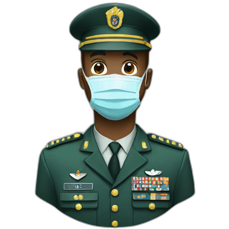 a military man in a Medical masks emoji