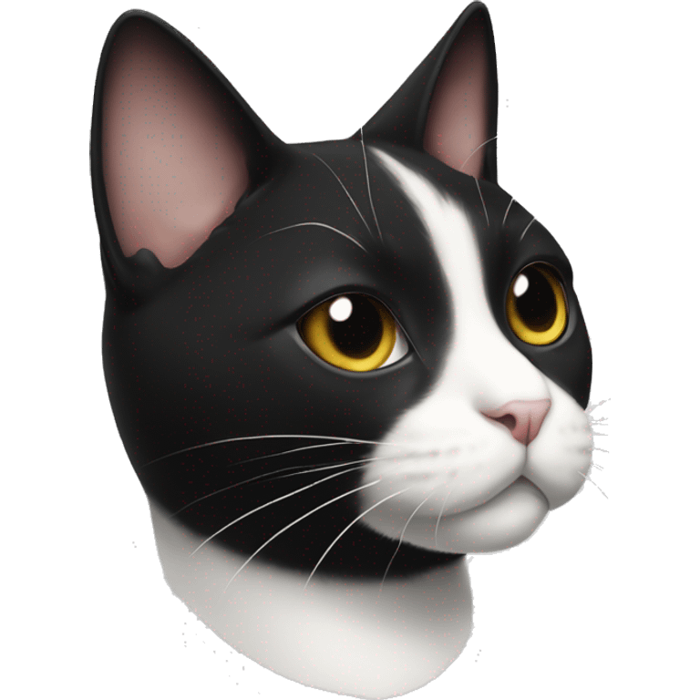 tuxedo cat with a face that looks like an upside down heart in white above nose fur is black emoji