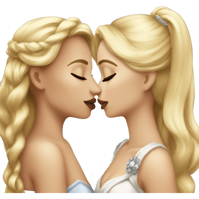 2 women princesses couple blonde deep kiss emoji