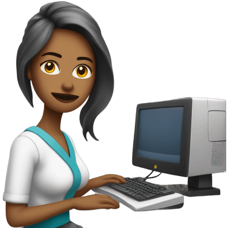 Mujer colorada usando la computadora  emoji