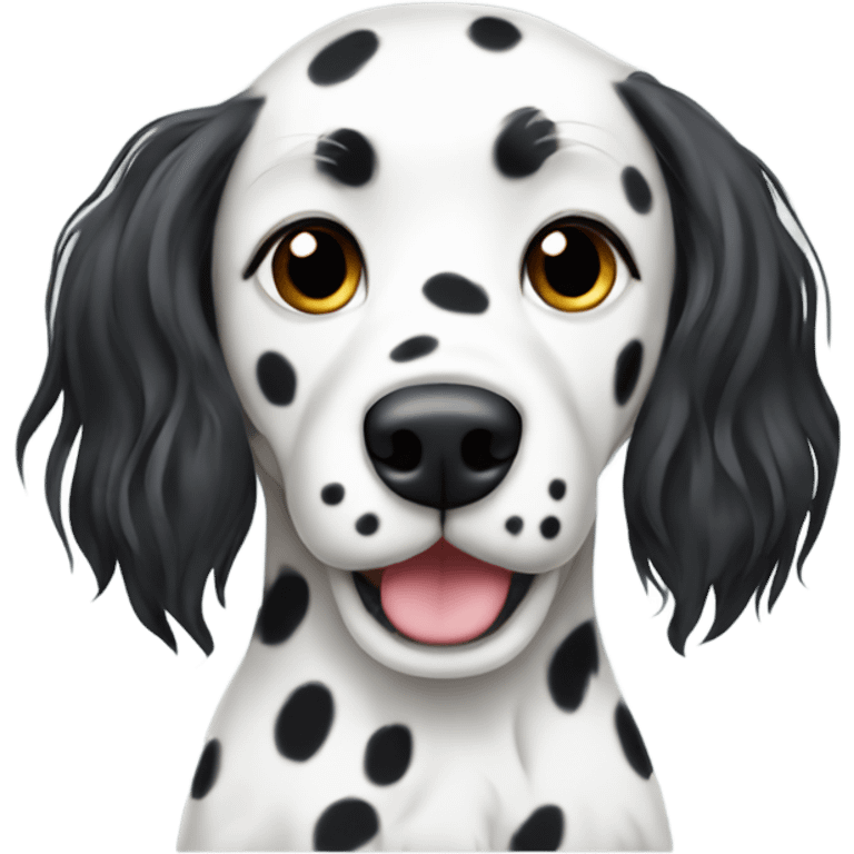 Cute, long haired dalmatian emoji