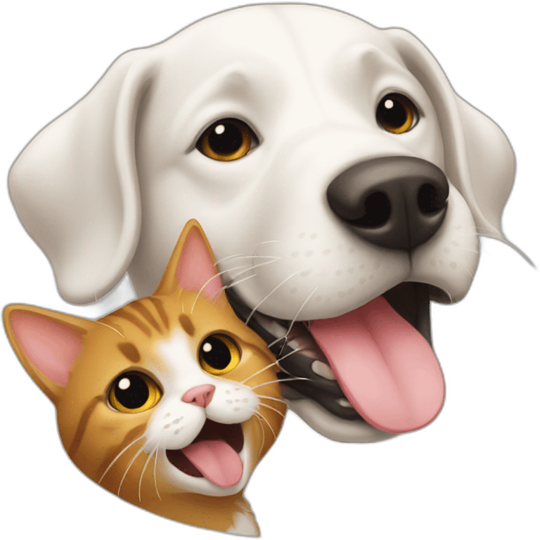 a dog licking cat  emoji