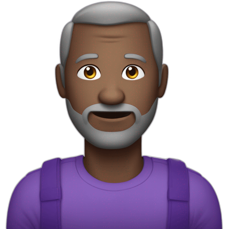 Un homme tout en violet qui tien une grosse pierre dans ses 2 mains emoji