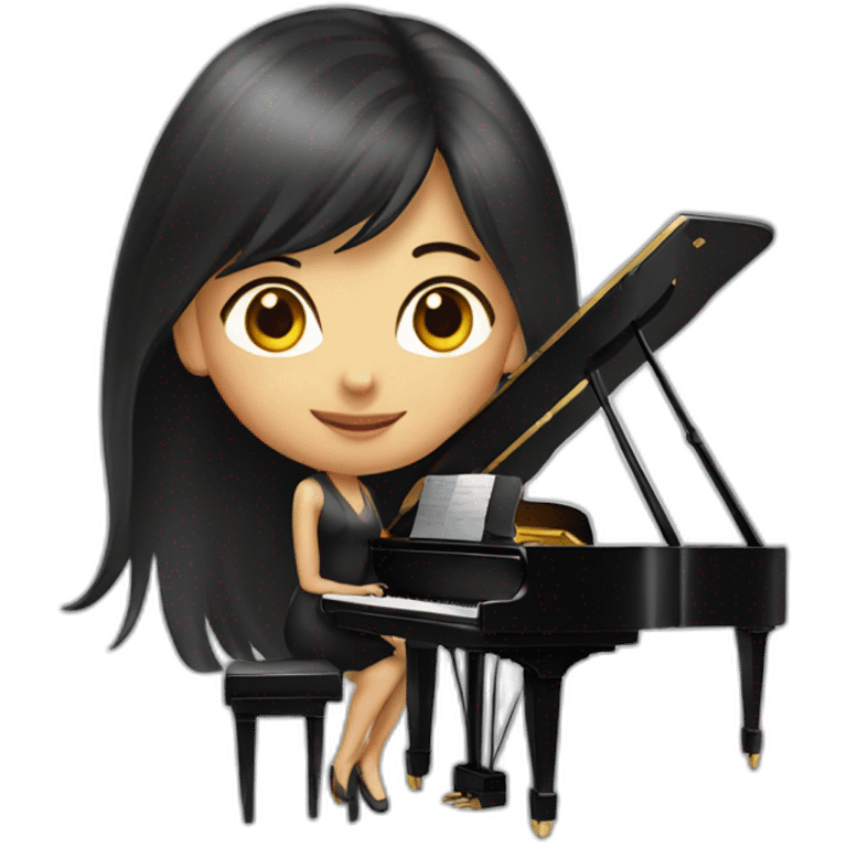 Asian girl grand piano emoji