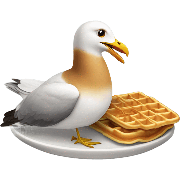 seagull with potato waffles emoji