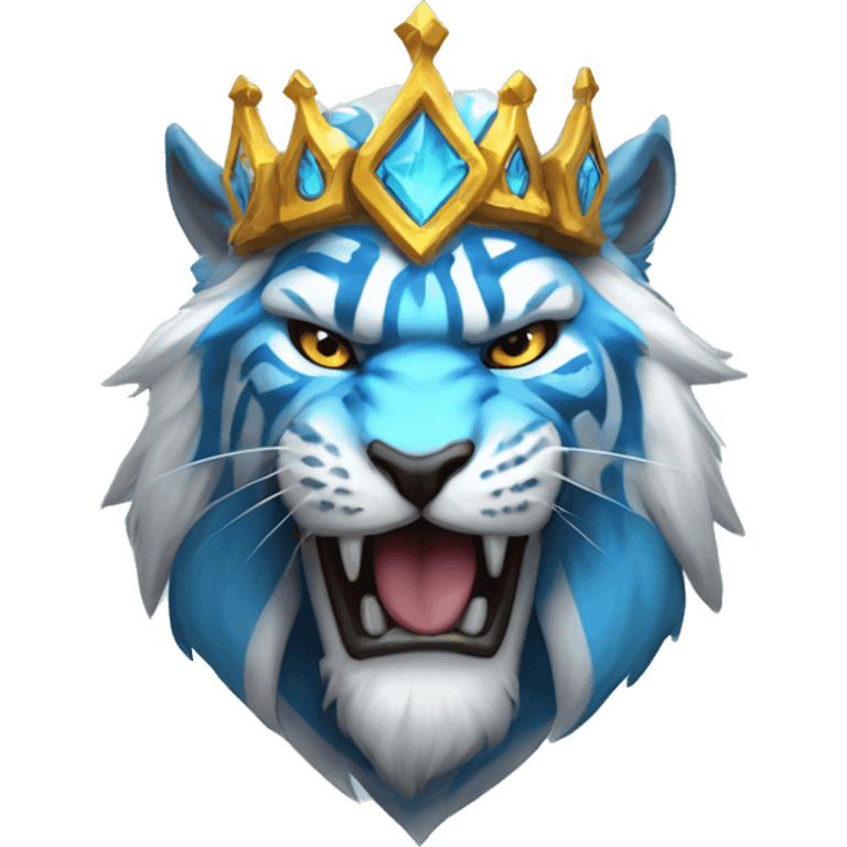 Word of warcraft frost Mage Tiger that is wearing a crown and is very muscul emoji