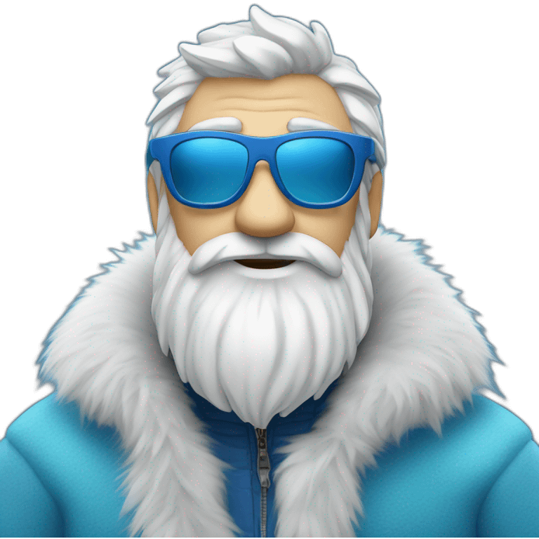 cool Father Frost in sunglasses glasses in a blue fur coat emoji