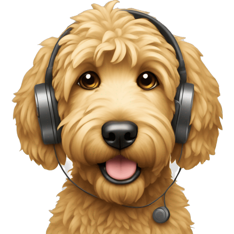 Golden doodle with headphones emoji