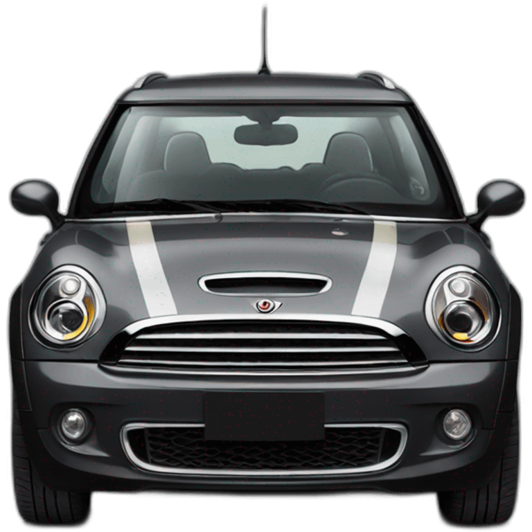 dark grey mini clubman with stripes and dark window emoji