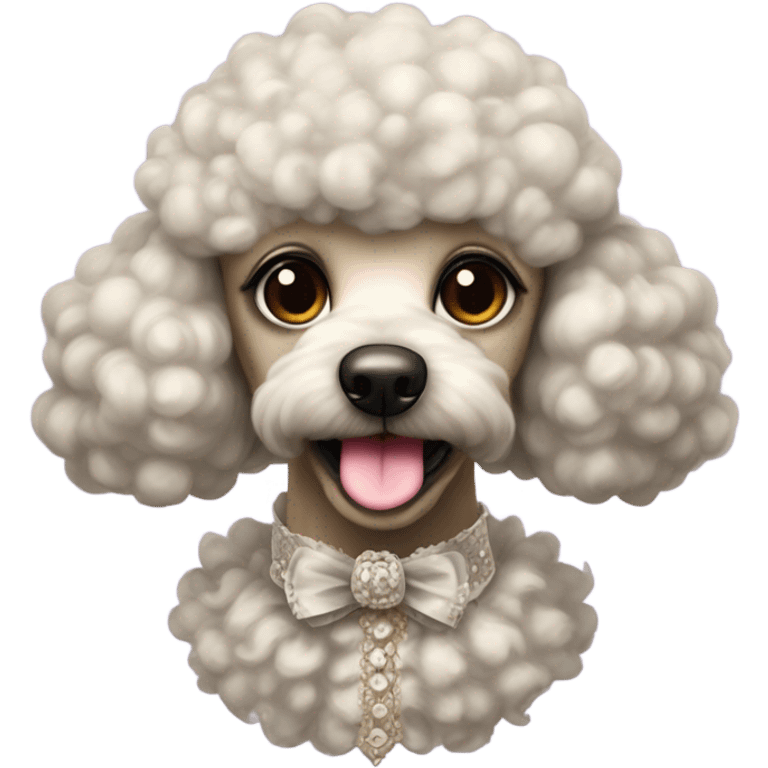 creepy poodle in fancy outfit staring  emoji