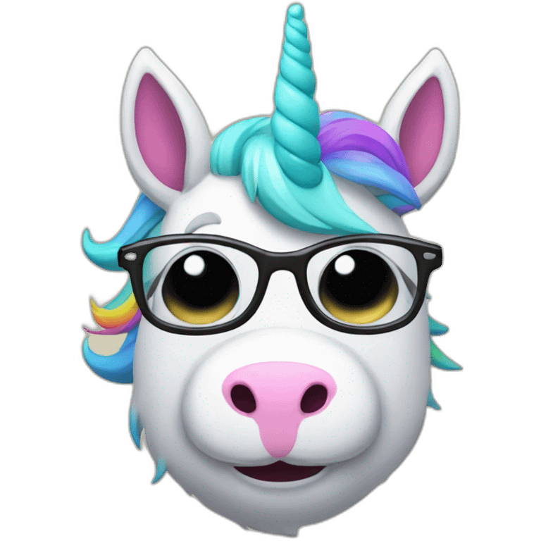 glasses and mustache man, wearing an unicorn flurry s emoji