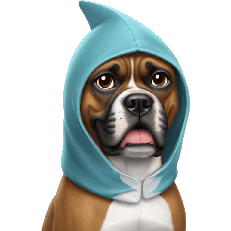 Boxer dog in a shark costume emoji