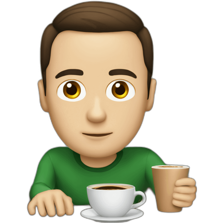 Sheldon cooper with coffee emoji