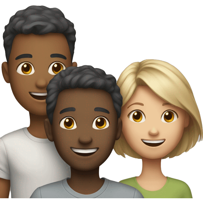 smiling girl with boys  emoji