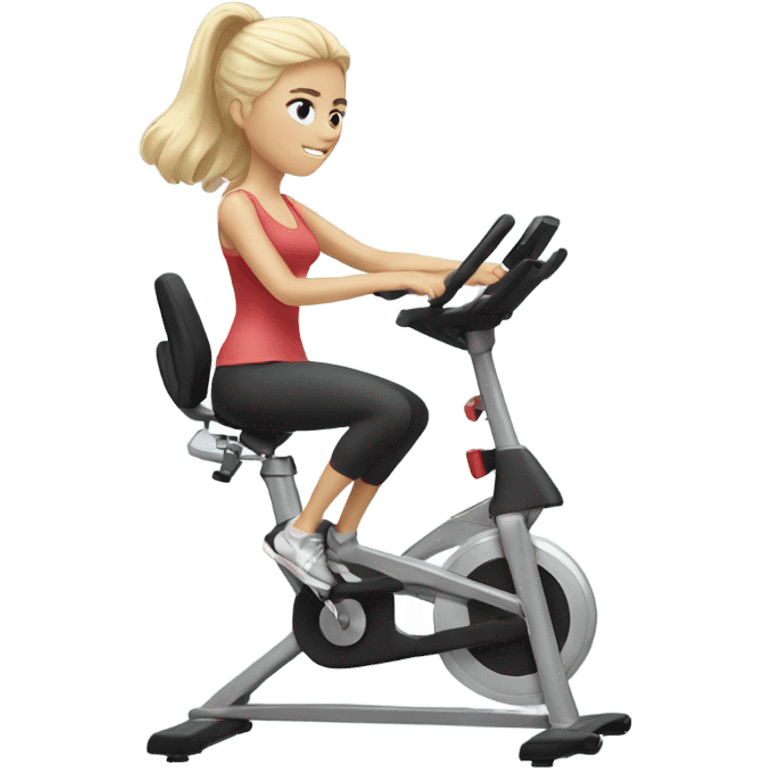 White blonde girl on exercise bike emoji