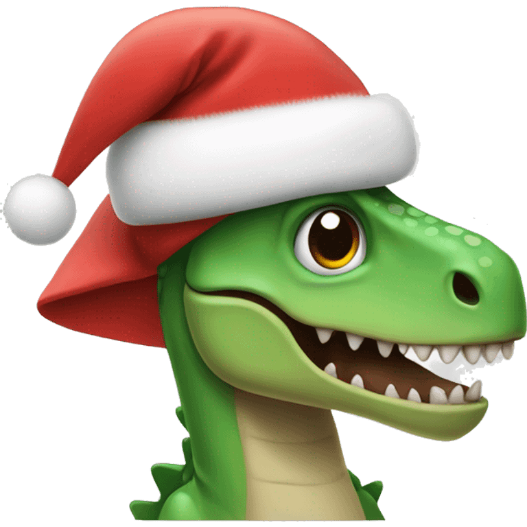 Dinosaur with a Christmas hat and a Christmas tutu emoji