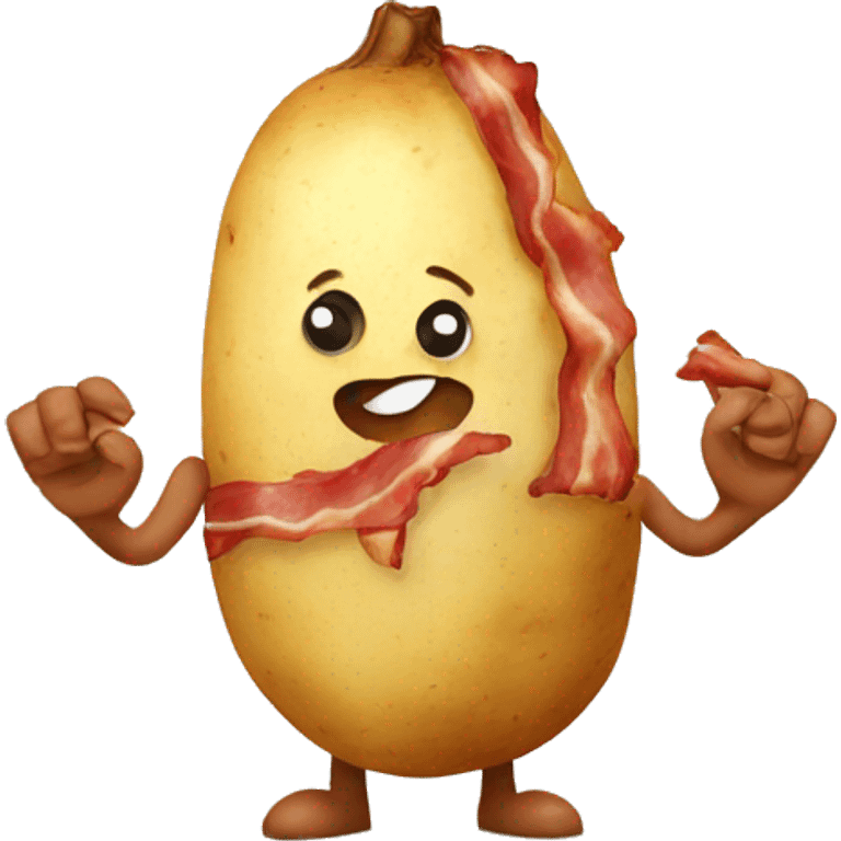 a potato holding hands with a bacon emoji