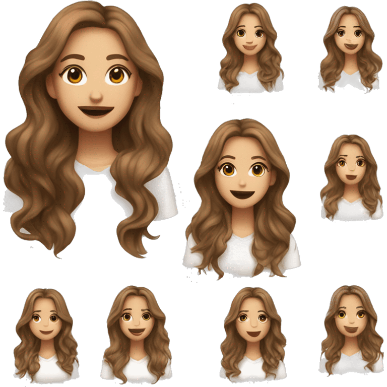 Girl with light white skin brown eyes light brown wavy long hair like victoria secret bombshell smiling with mouth closed  emoji