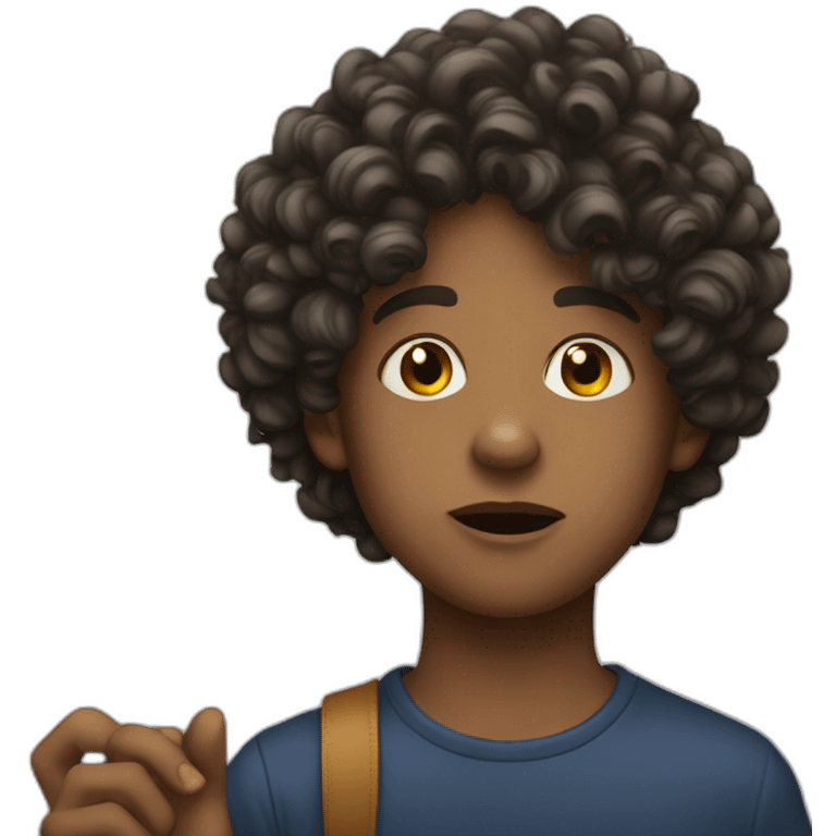 a young man with a curly hair cigarette in her mouth  emoji