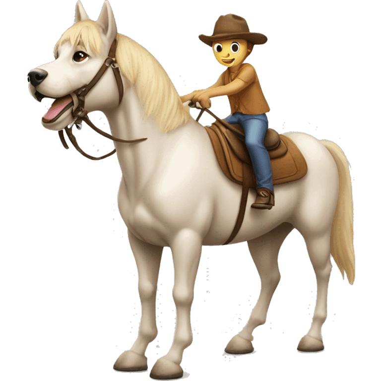 Cute dog riding on a horse  emoji