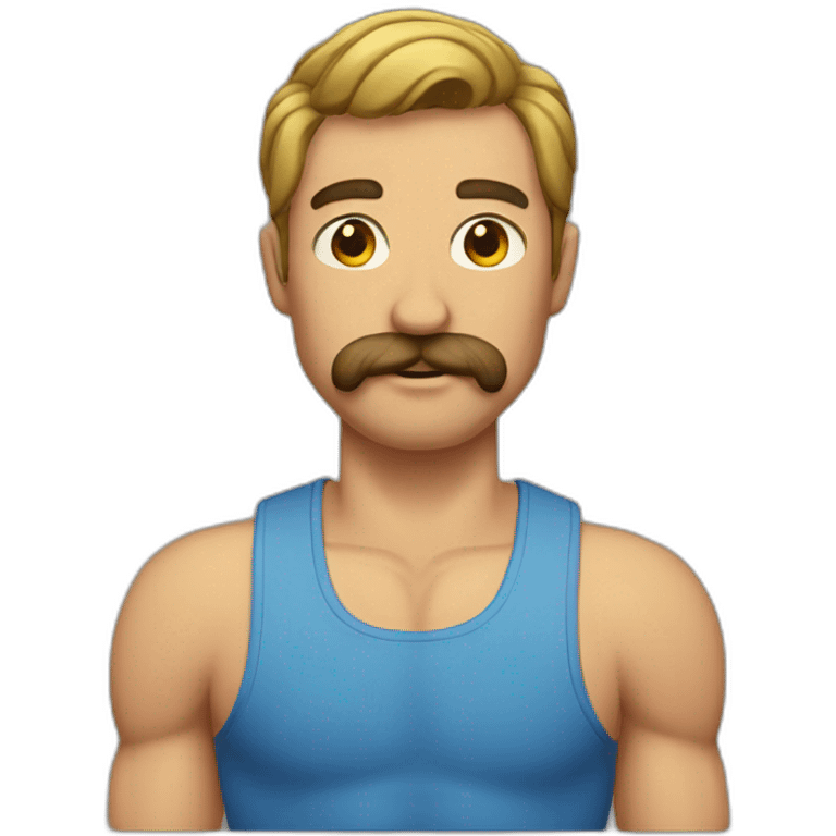 man with mustache, beard and muscles emoji