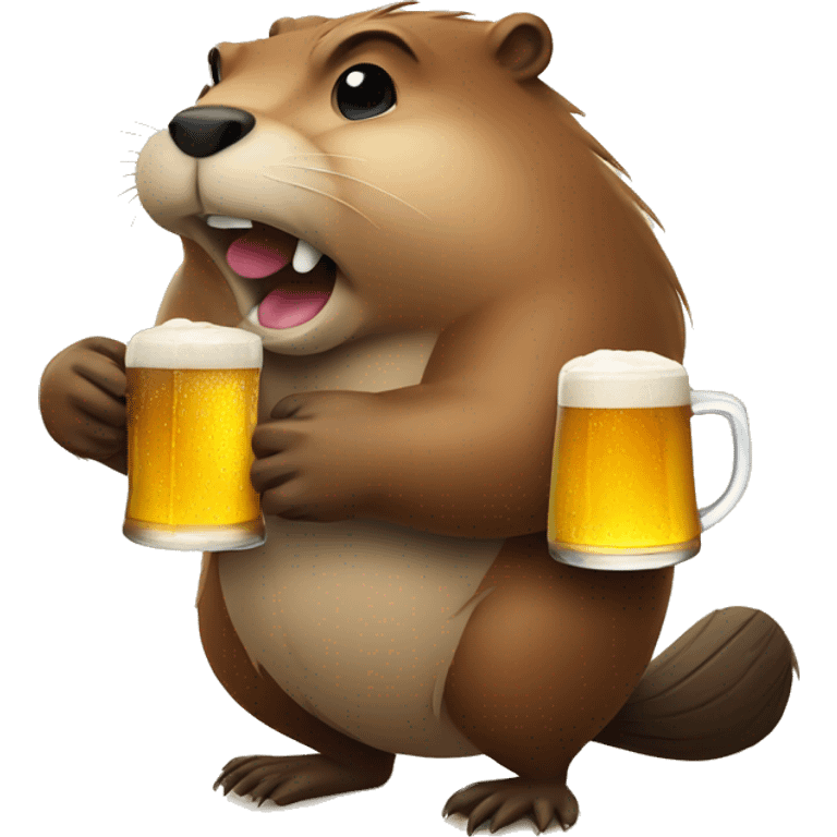 Beaver with beer emoji