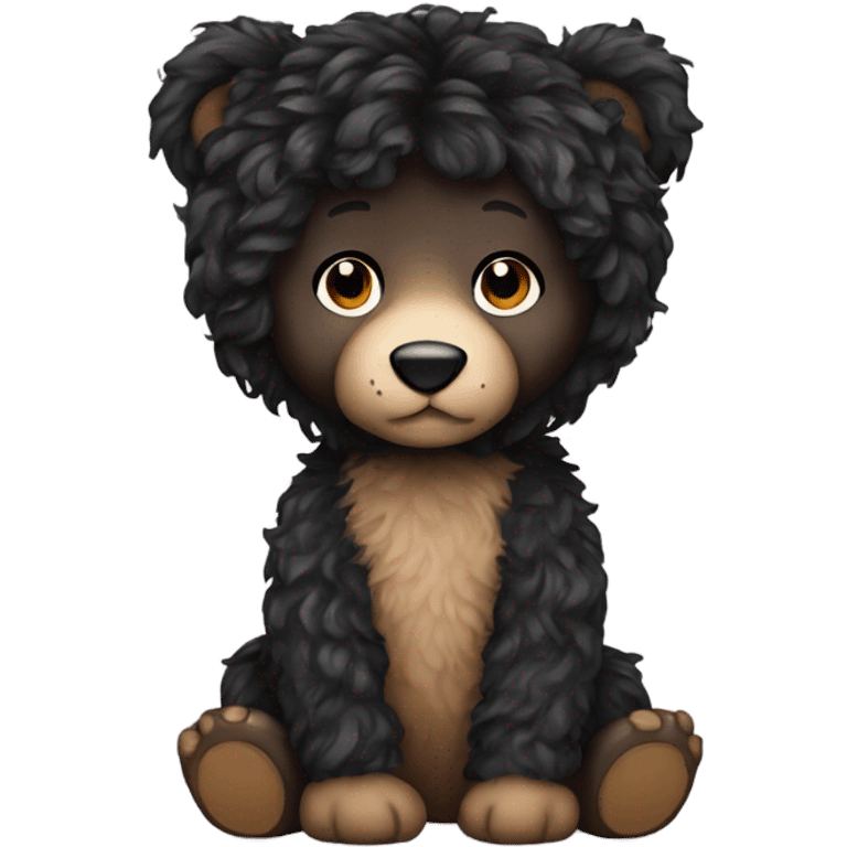 teddy bear with long curly black hair emoji